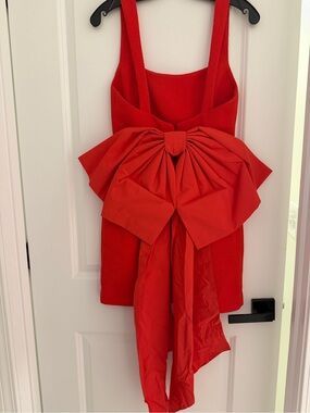Rebecca Vallance Scarlet Sleeveless Mini Dress with Oversized Bow